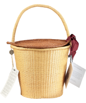 Sensi Studio Nude Handmade Straw Lidded Basket Bag