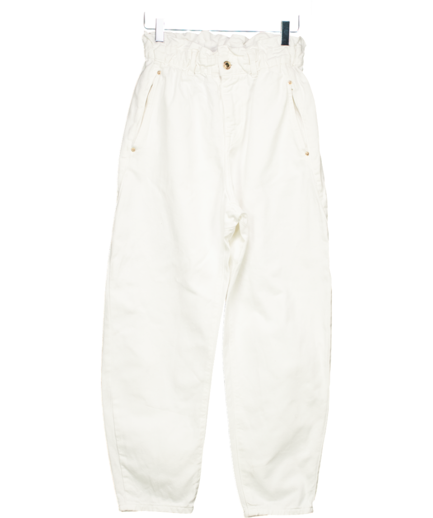 ZARA White High Waist Paperbag Jeans UK 6