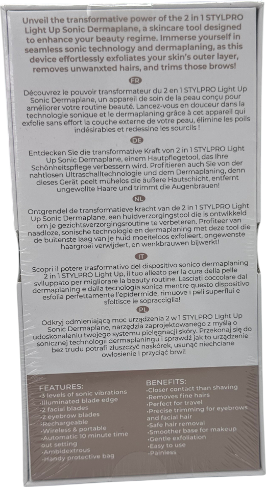 Stylpro 2-in-1 Sonic Dermaplane & Trimmer