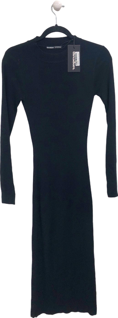 Threadbare Black Long Sleeve Knit Dress UK 8