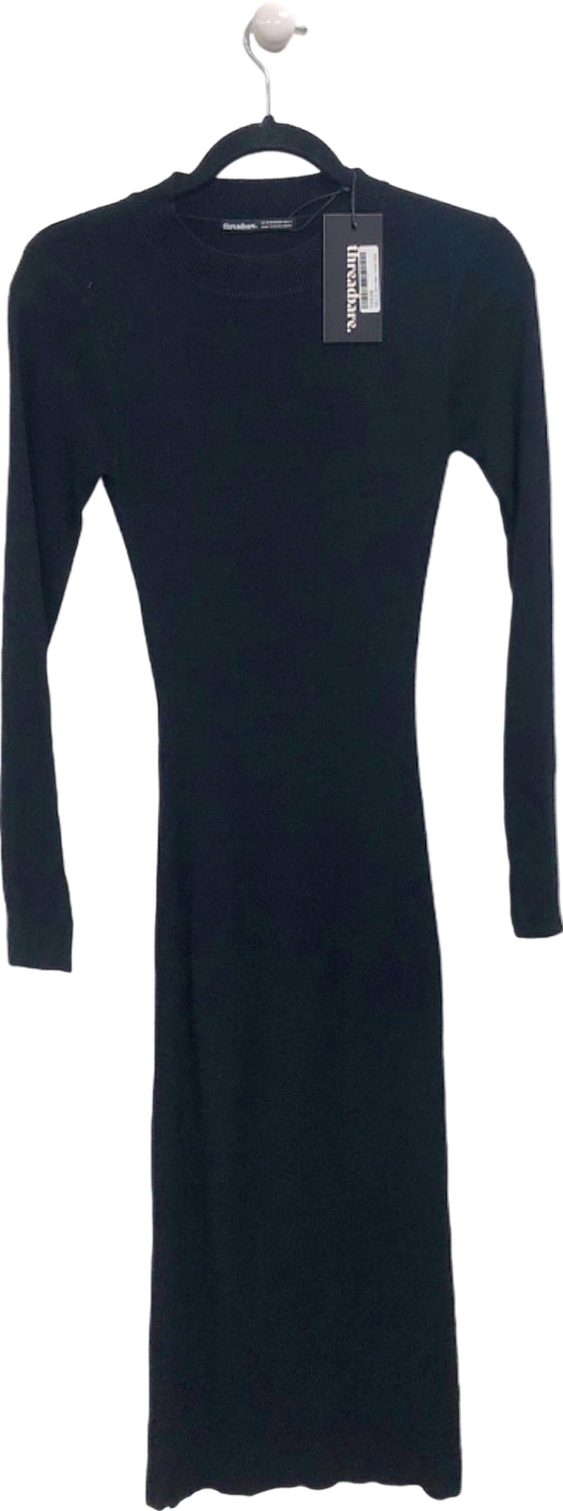 Threadbare Black Long Sleeve Knit Dress UK 8