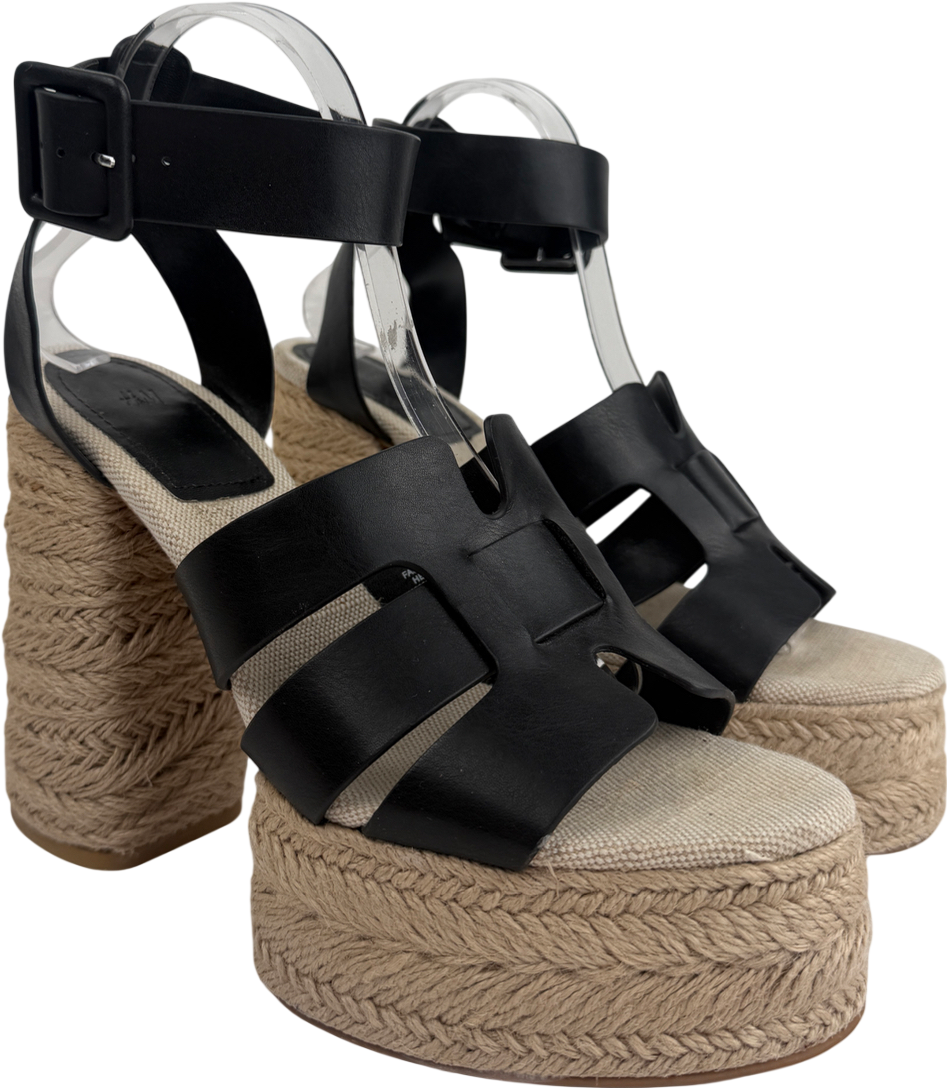 H&M Black Heeled Platform Espadrilles UK 8 EU 41 👠