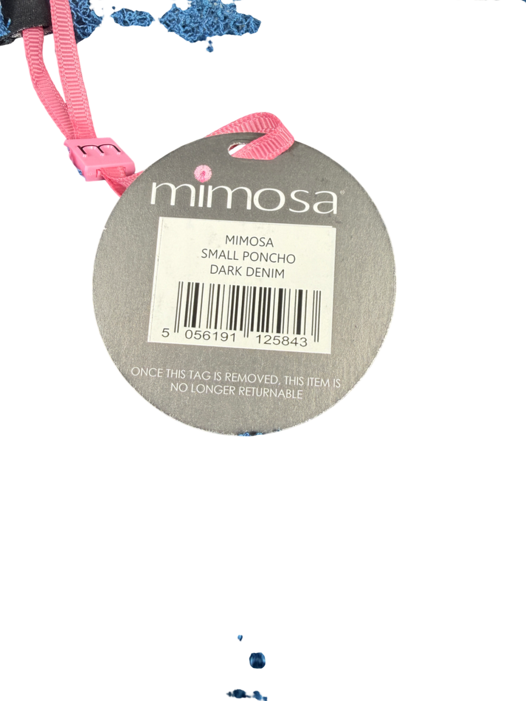 Mimosa Blue Crochet Lace Knit Small Poncho - Dark Denim UK S