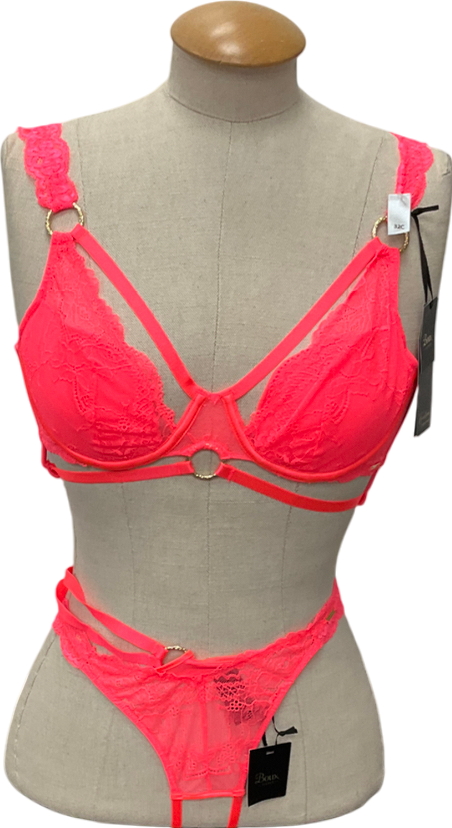 boux Pink Bouxtique Darlah Plunge Bra & Darlah Crotchless Thong UK 32C