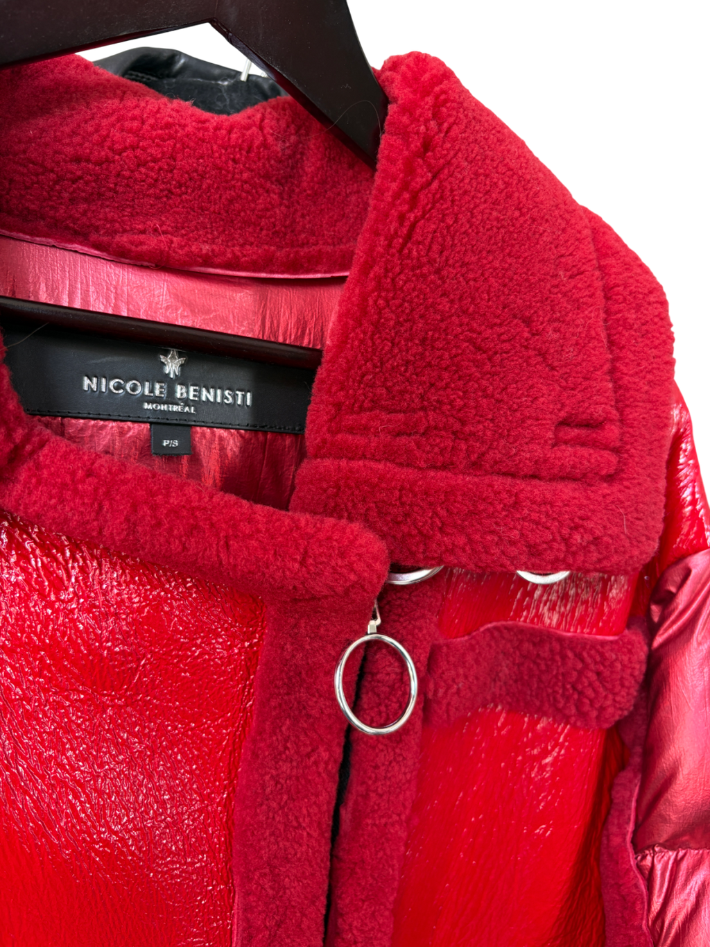 Nicole Beniste Red Montaigne Shearling Puffer Jacket UK S