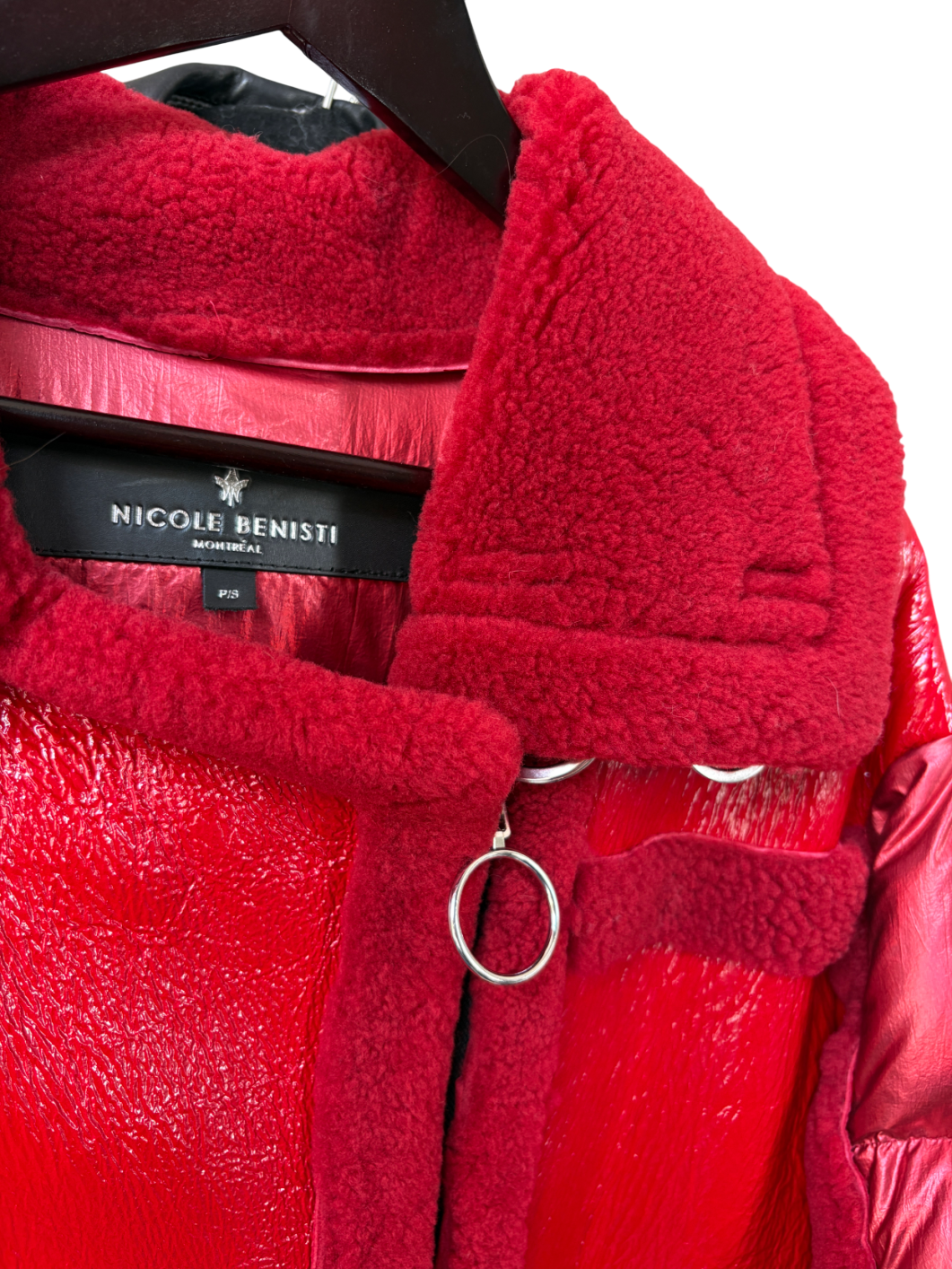 Nicole Beniste Red Montaigne Shearling Puffer Jacket UK S
