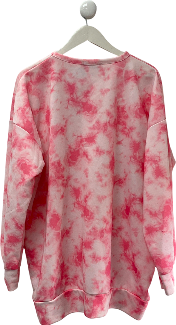 New Girl Order Pink Logo Sweater Dress In Tie Dye UK 16