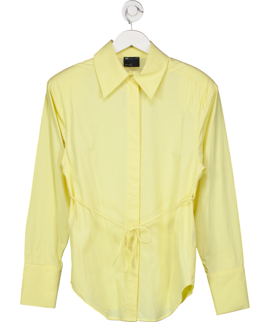 ASOS Yellow Cinch Shoulder Pad Shirt With Tie Back UK 8