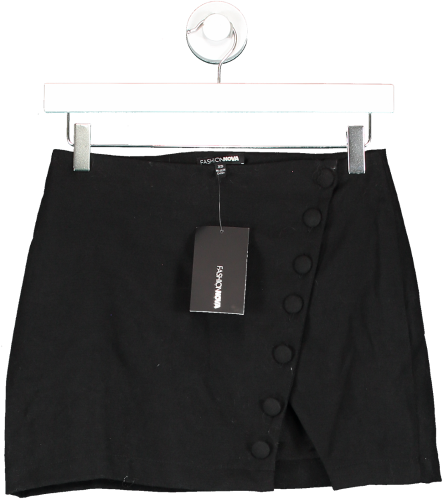 Fashion Nova Black Brunch Date Corduroy Mini Skirt UK XS