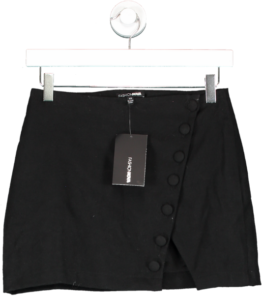 Fashion Nova Black Brunch Date Corduroy Mini Skirt UK XS