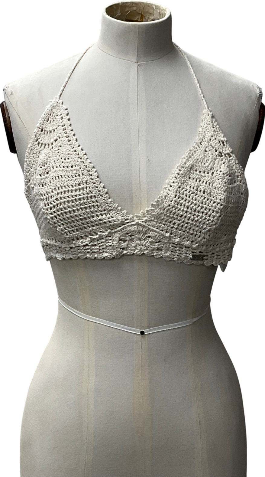 Superdry Cream Crochet Halter Bralette UK 6