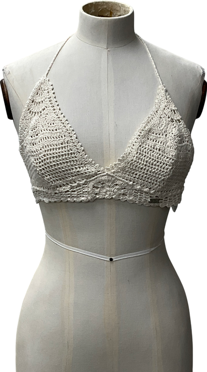 Superdry Cream Crochet Halter Bralette UK 6