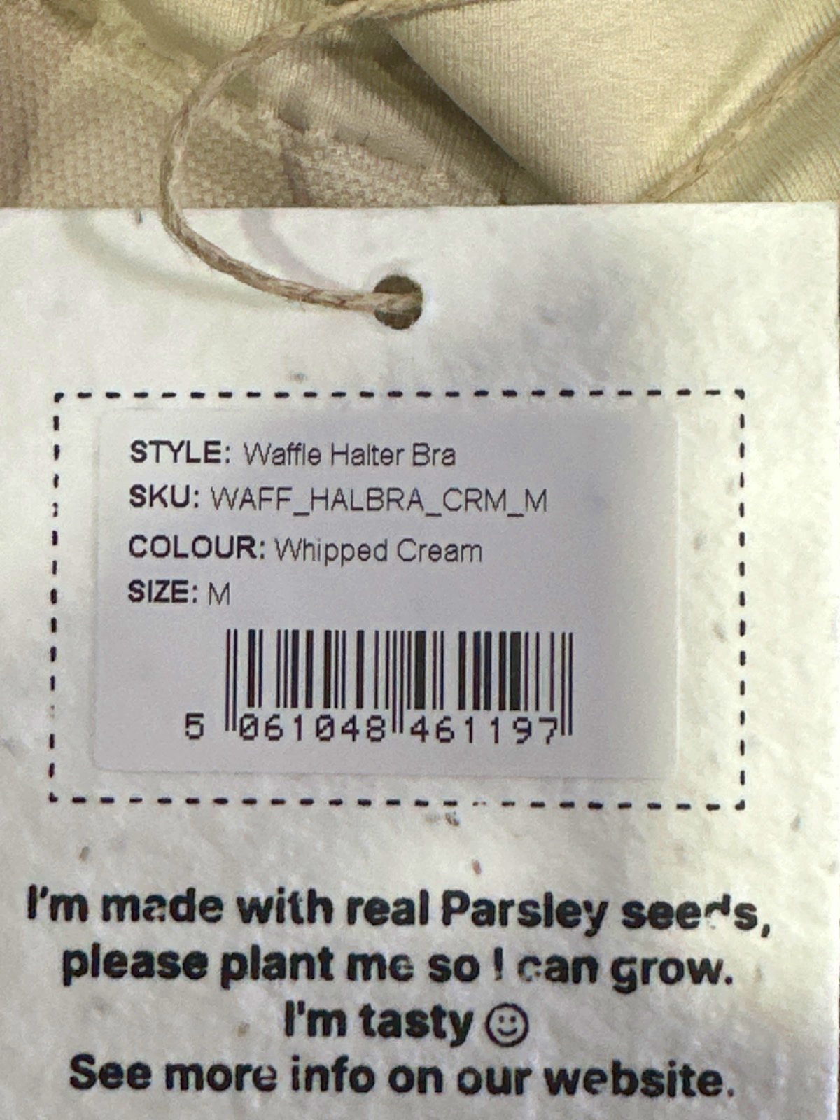 Waffle Whipped Cream Halter Bra UK M