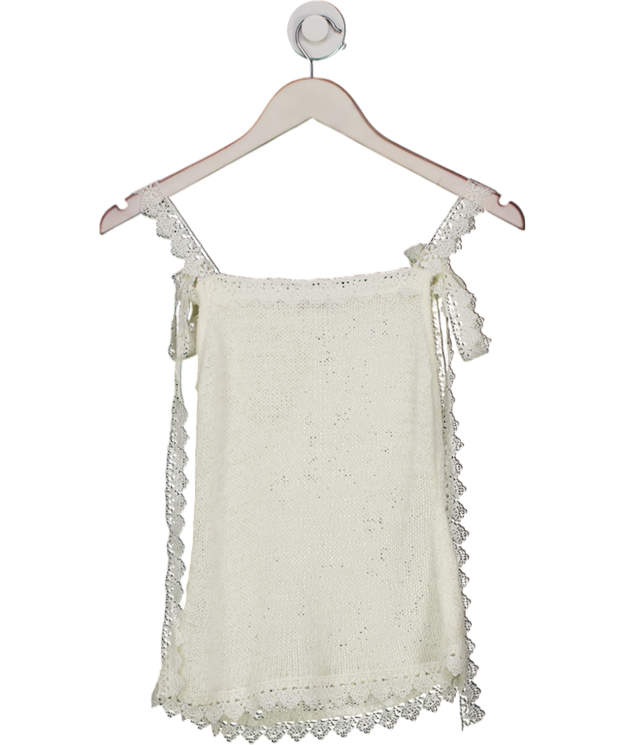 Reserved Cream Knit Lace Tie Strap Top UK M