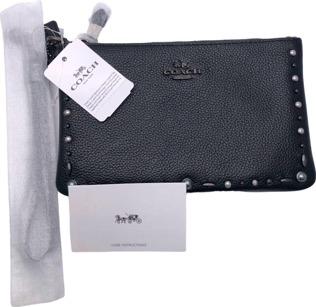 Coach Black Prairie Rivets Detailed Small Wristlet