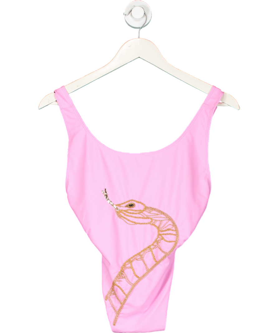 oceanus Pink Snake Embellished Swimsuit UK XS