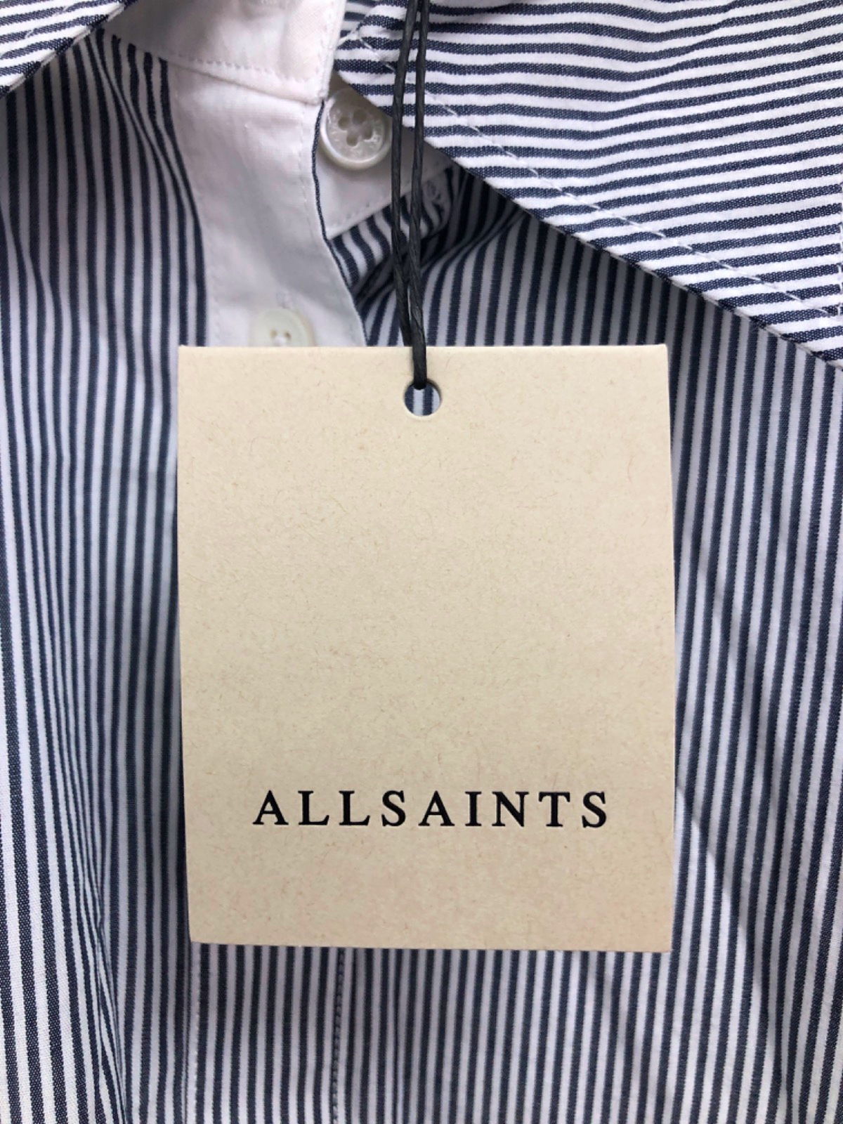 All Saints Blue/White Karina Stripe Shirt UK 8