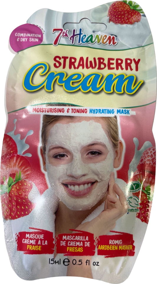 7th Heaven Strawberry Cream Moisturising & Toning Hydrating Mask 15ml