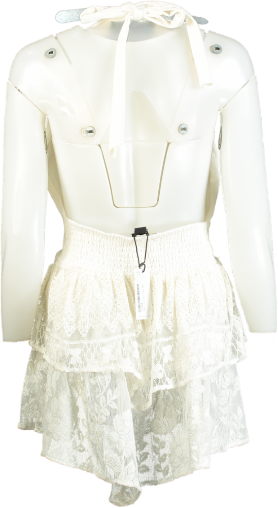 Nasty Gal White Lace Halterneck Dress UK 8