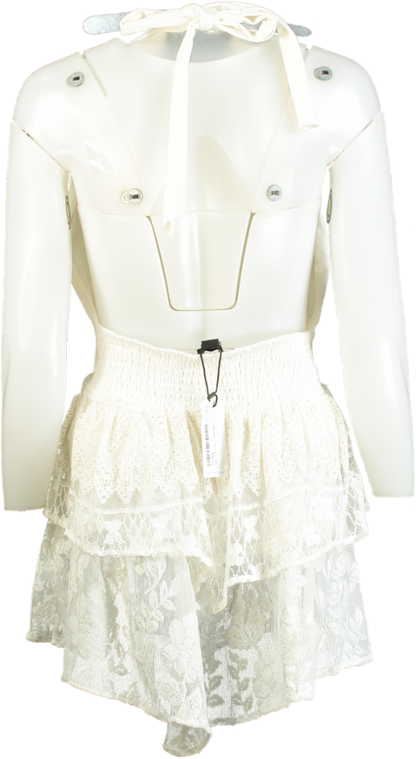 Nasty Gal White Lace Halterneck Dress UK 8