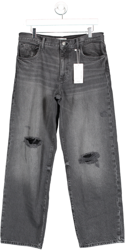 MANGO Black Decorative Ripped Wide Leg Jeans BNWT UK 14
