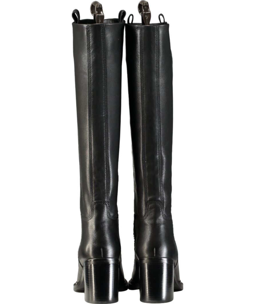 Daniel Sound Black Leather Block Heel Knee Boots UK 4 EU 37 👠