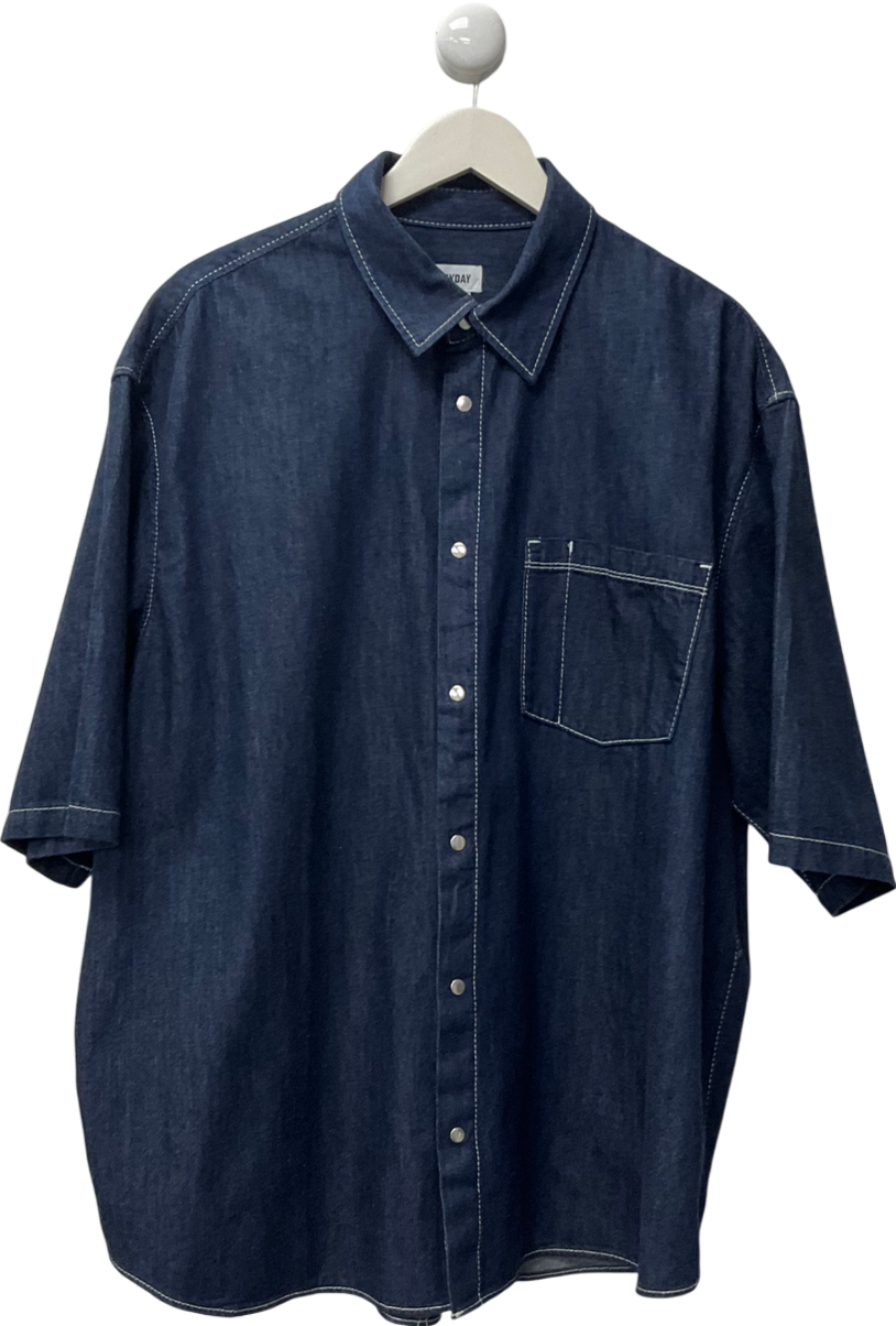 Weekday Blue Griffith Denim Oversized Shirt UK L