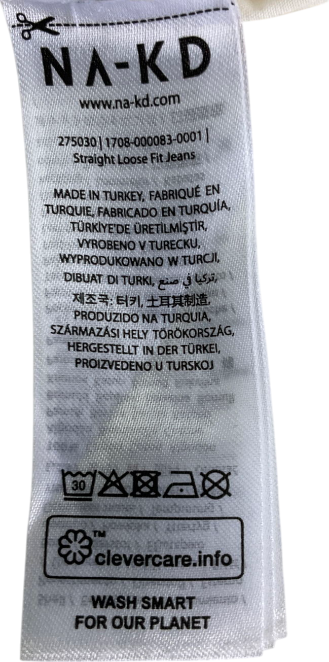 NA-KD Cream Straight Loose Fit Jeans UK 6