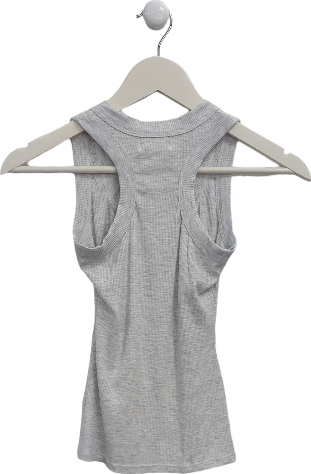 My Outfit Online Grey T-shaped Micro Ribbed Tank Top UK S