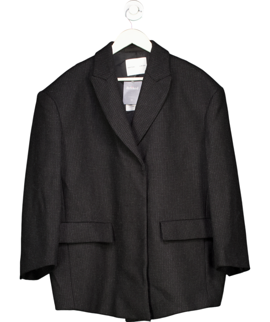 H&M Grey Studio Wool-blend Single-breasted Oversize Blazer UK M/L