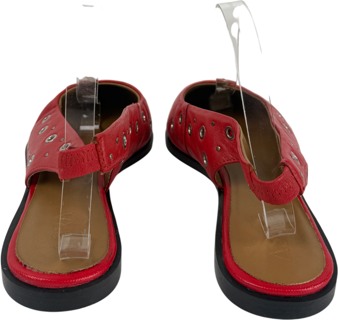 ASRA Red Lotten Eyelet Studded Pointed Ballerina Flats UK 8 EU 41 👠