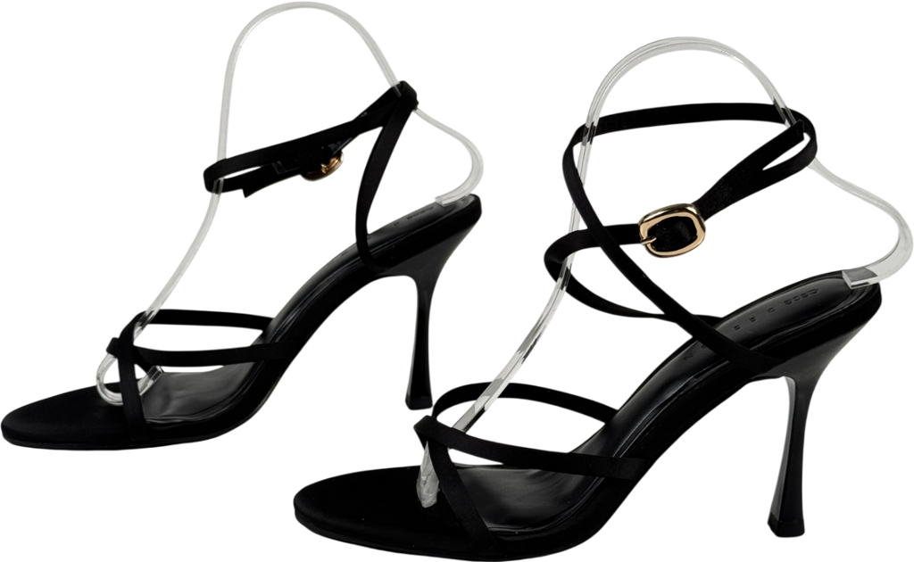 ASOS Black Satin Strappy Heeled Sandals UK 6 EU 39 👠
