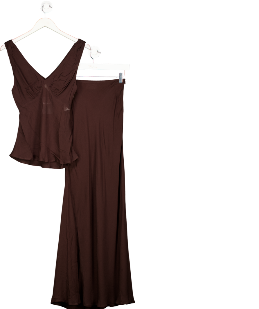 DISSH Chocolate Brown Chiffon Top And Maxi Skirt Set UK 6