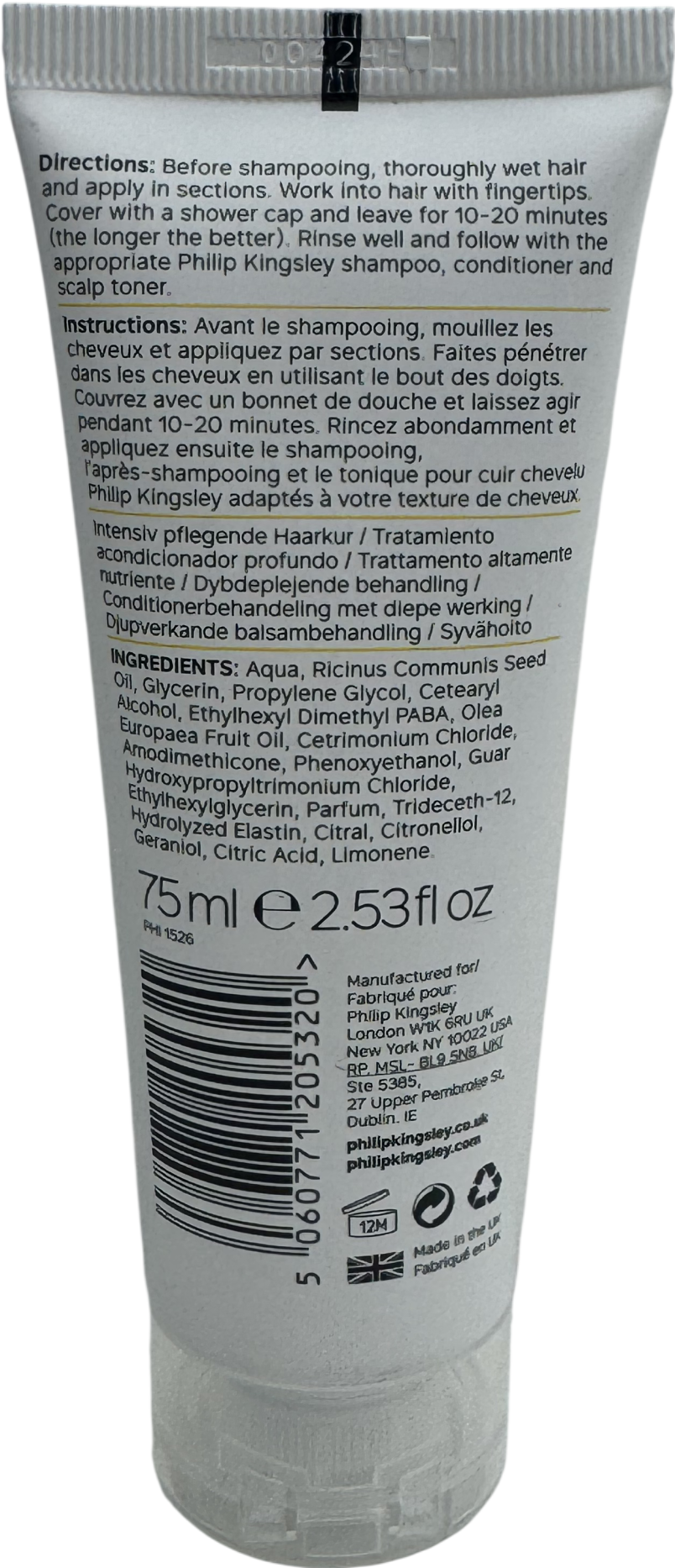 Philip Kingsley Sicilian Lemon & Bergamot Elasticizer Deep-conditioning Treatment 75ml