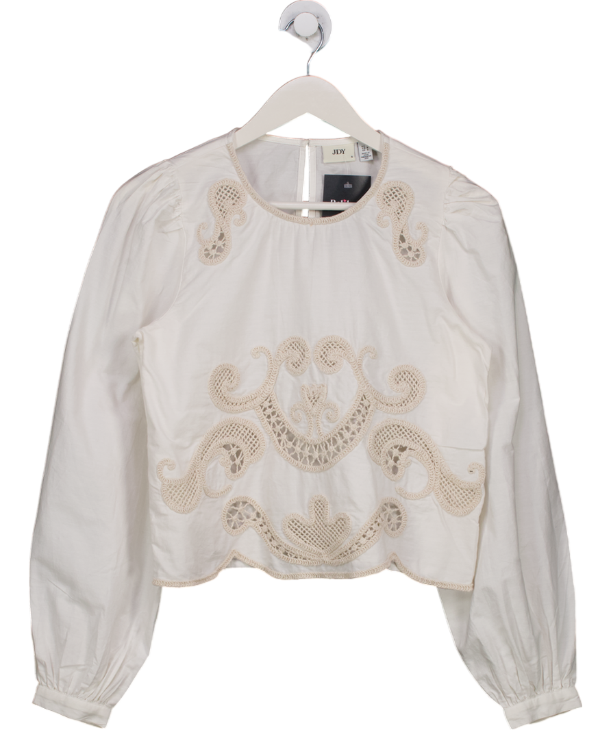Next White Crochet Long Sleeve Blouse UK S
