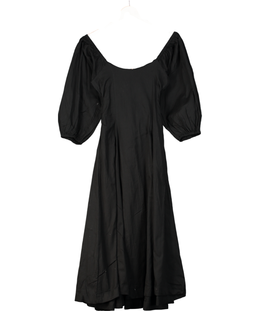 Free People Black Cotton Button Through Midi Dress UK XS