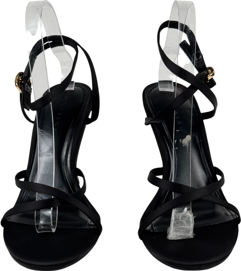 ASOS Black Satin Strappy Heeled Sandals UK 6 EU 39 👠