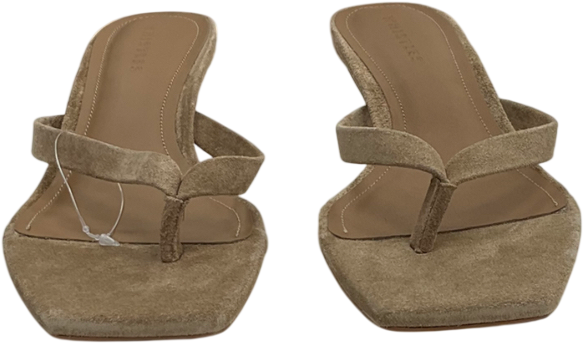 Whistles Nude Neutral Suede Toe Post Heeled Mule UK 4 EU 37