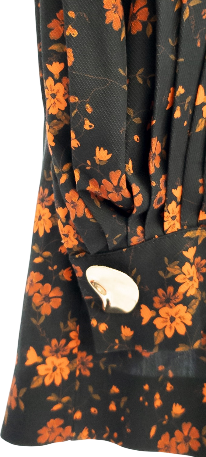 MOTHER OF PEARL Black Floral Puff  Sleeve Mini Dress UK 8