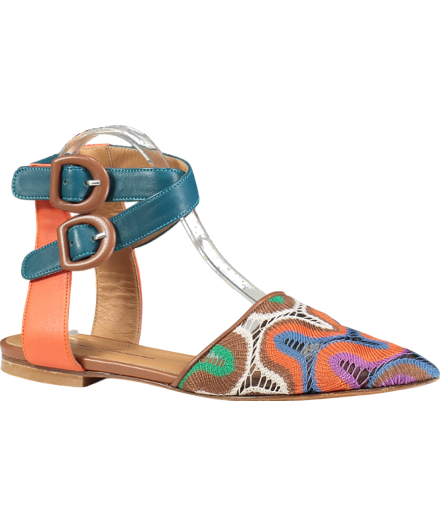 Sergio Amaranti Multicoloured Woven Pumps With Double Ankle Strap UK 4 EU 37 👠