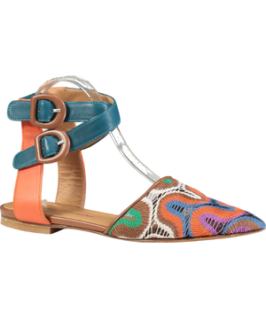 Sergio Amaranti Multicoloured Woven Pumps With Double Ankle Strap UK 4 EU 37