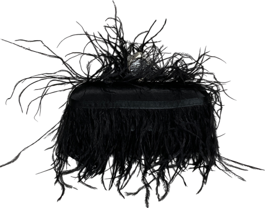 boohoo Black Faux Fur Clutch Bag One Size