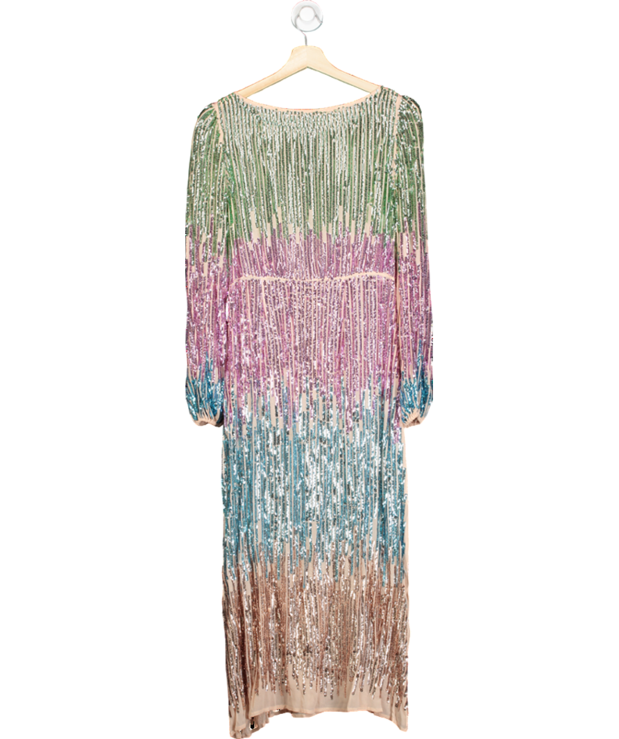 Rixo Multicoloured Rainbow Sequin Coco Dress UK S