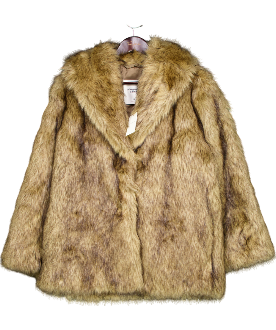 Abercrombie & Fitch Brown Faux Fur Coat UK M