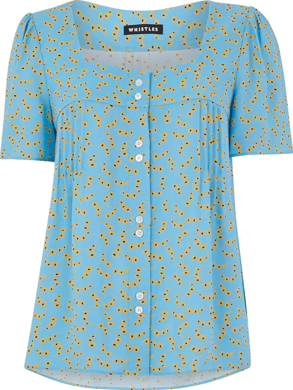 Whistles Blue Floral Square Neck Blouse BNWT UK 16