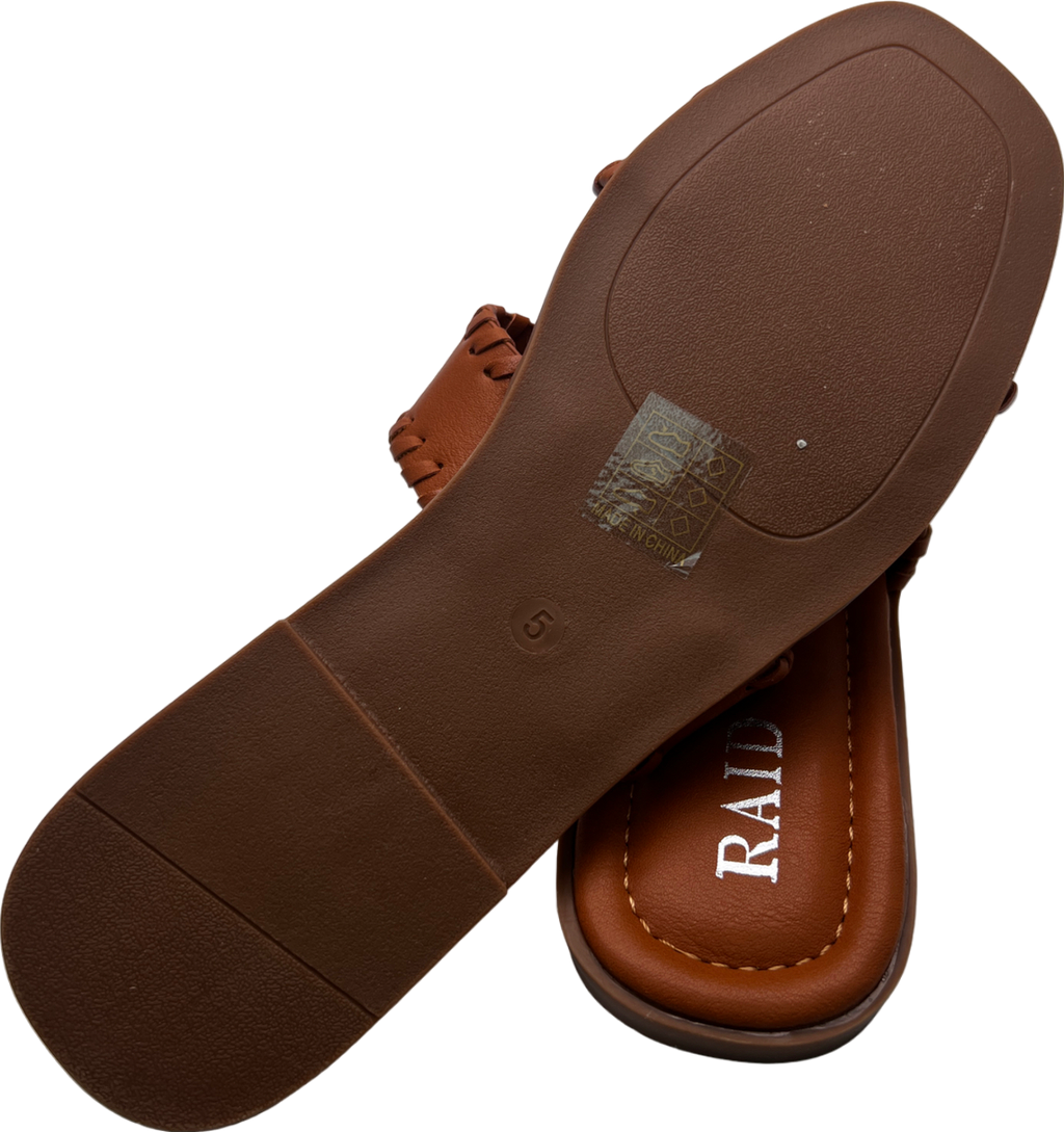 Raid Nude Wide Fit Ginerva Flat Sandals In Tan UK 5 EU 38 👠