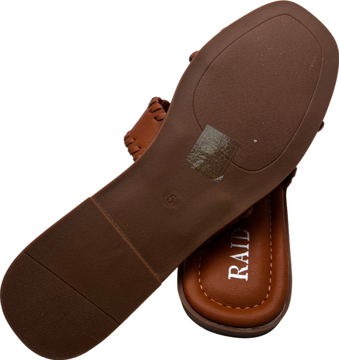 Raid Nude Wide Fit Ginerva Flat Sandals In Tan UK 5 EU 38 👠