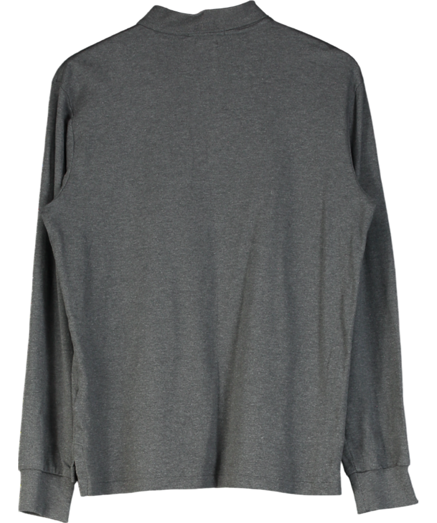 Polo Ralph Lauren Grey Custom Slim Fit Long Sleeve Polo Shirt UK S