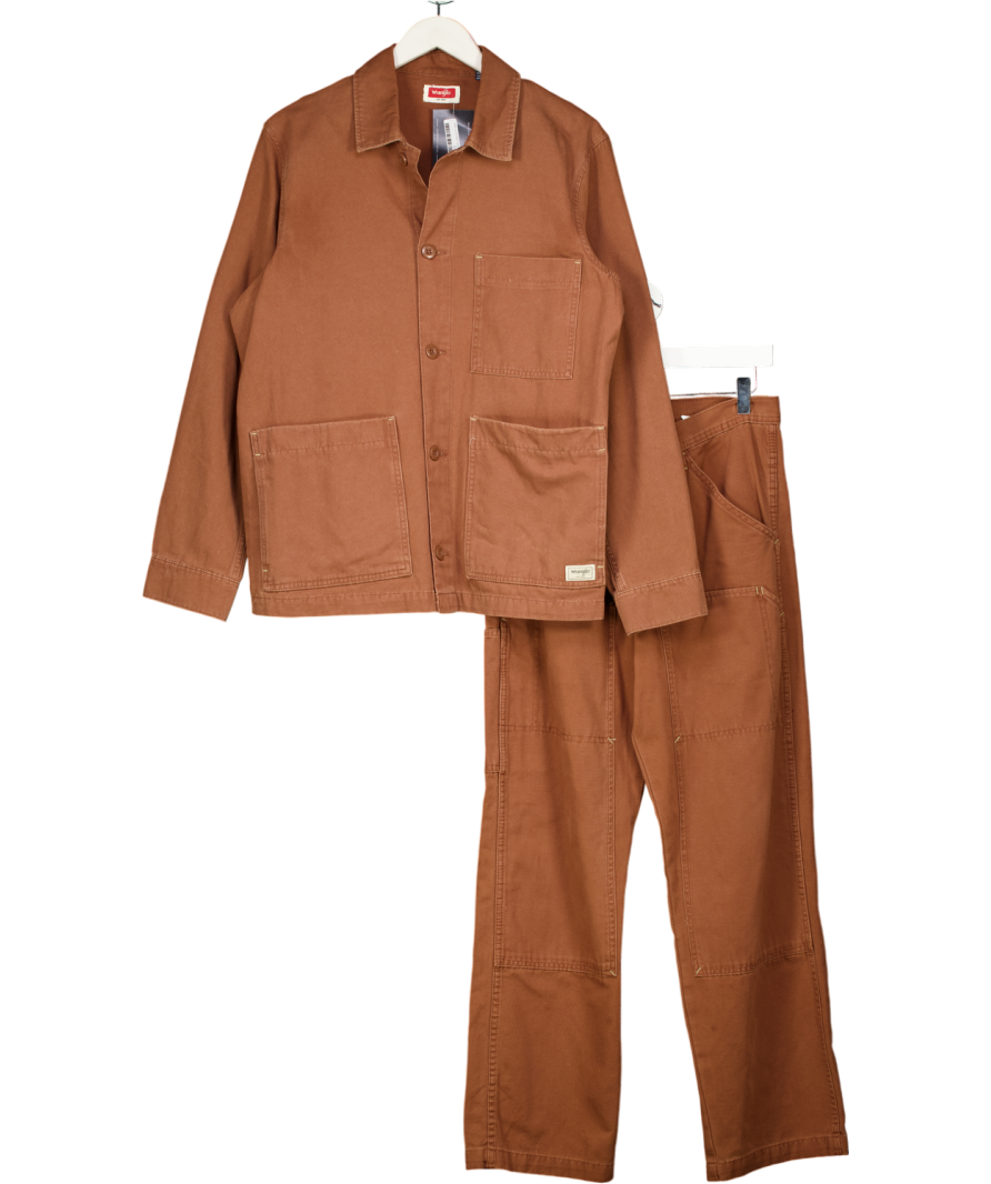 Wrangler Brown 2-piecebrown Reaxed Fit Cargo Trousers (W29) And Shacket UK S