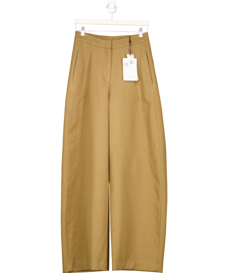 ZARA Green Wide Leg Wool Trousers UK XS